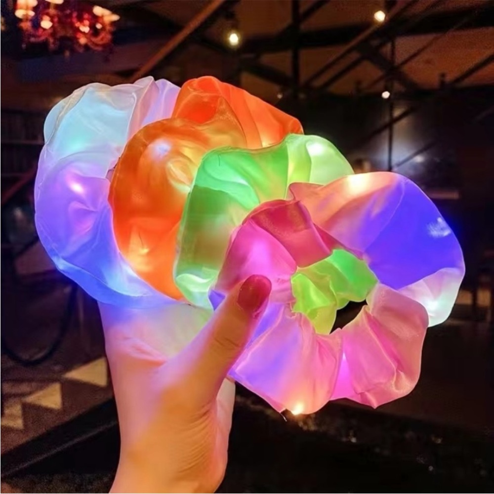 Halloween LED Hair Scrunchies; Bracelet Hair Ties Satin Elastic Hair Bands
